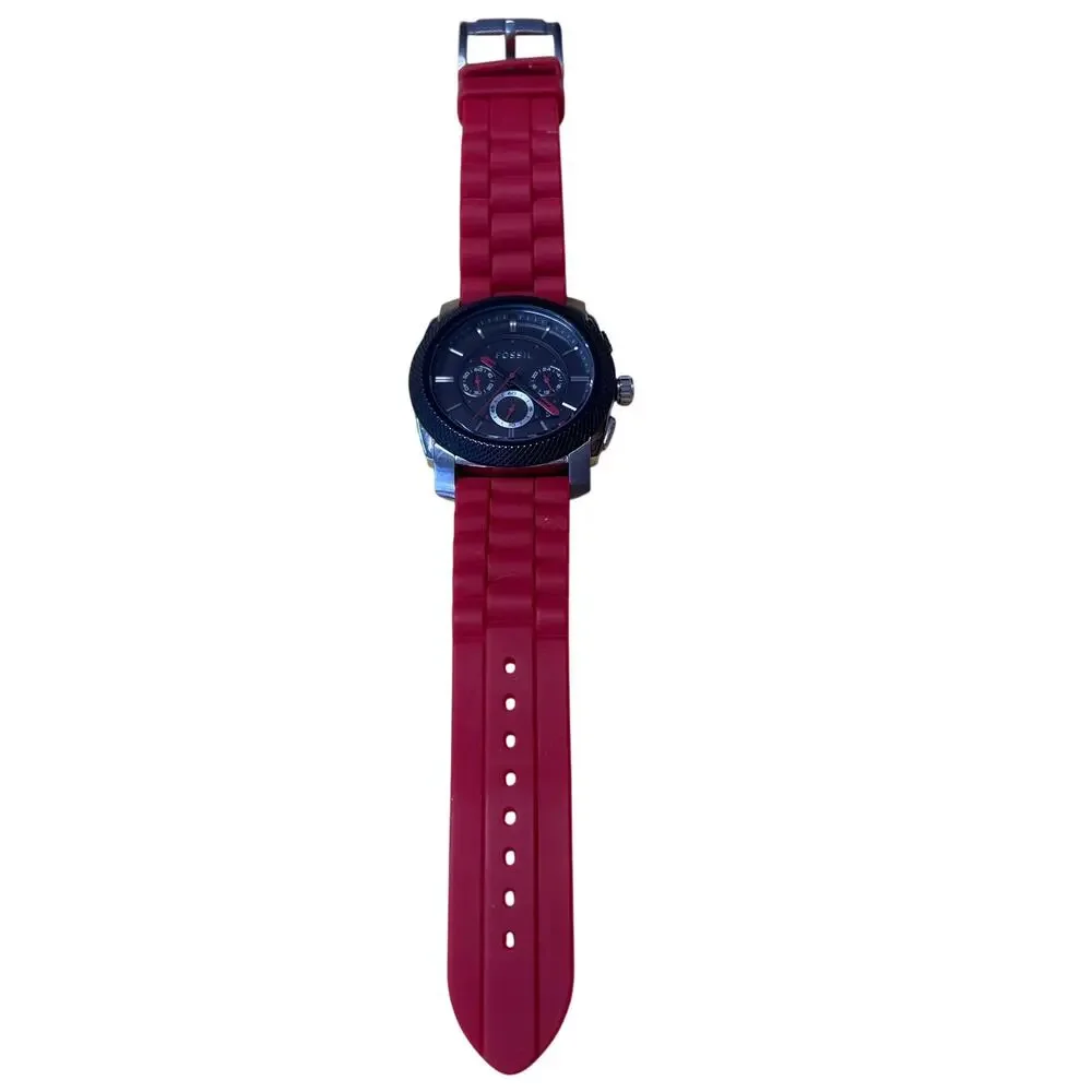 Fossil Silicone Quartz Triple Dial Watch